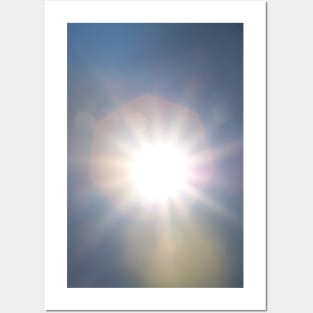 Lumina Solar Eclipse · white star like sun glare on clear blue sky with pink and yellow lens flares photograph Posters and Art